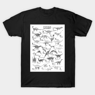 Dinosaur alphabet black and white T-Shirt